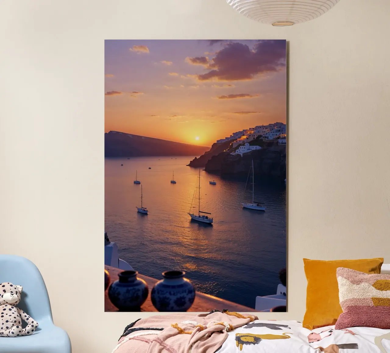 A Serene Sunset in Santorini’s Caldera alluminio dibond da AlbertKlee