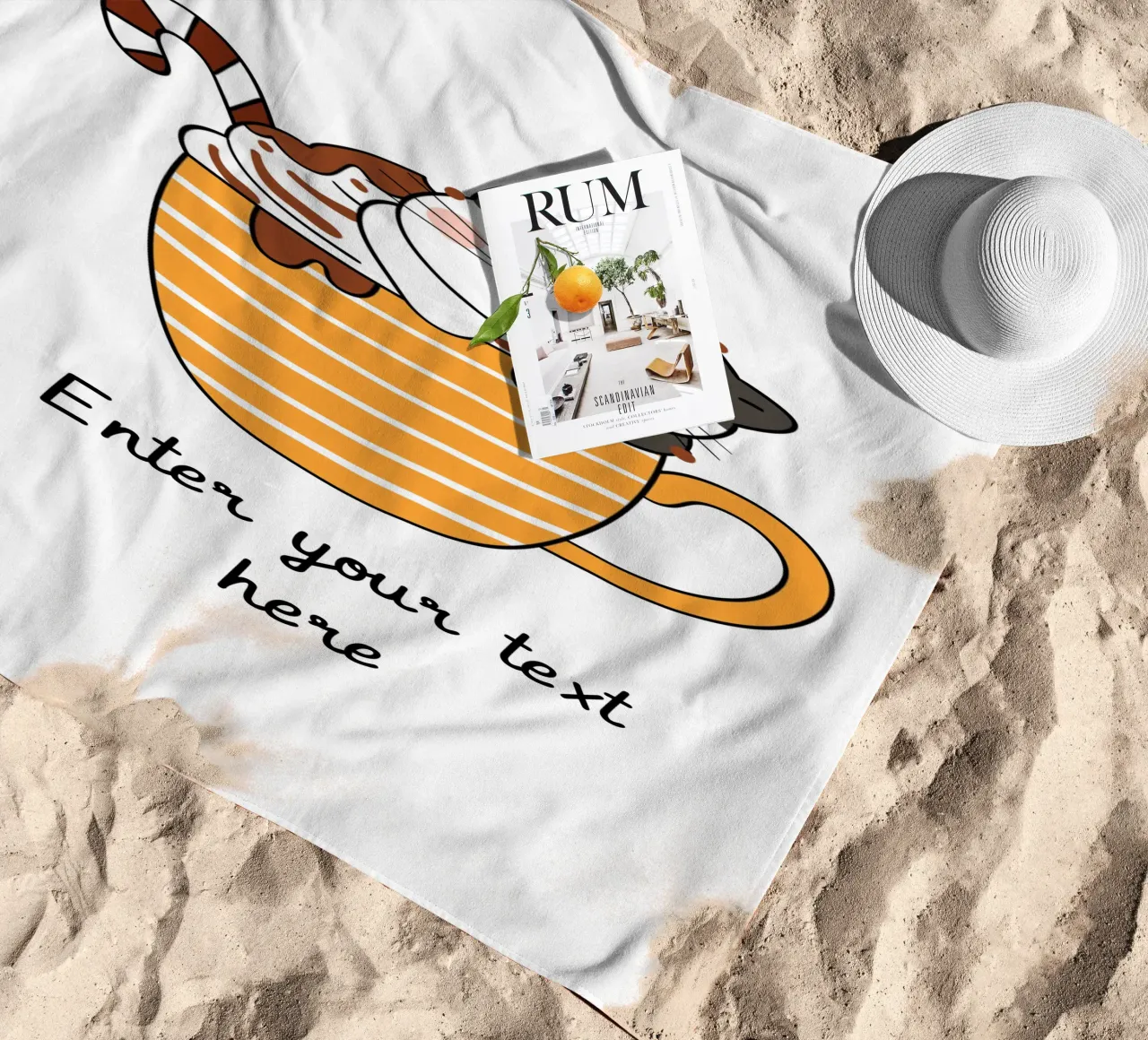 Whisker Whimsy beach towel by Doodle Dreams Art