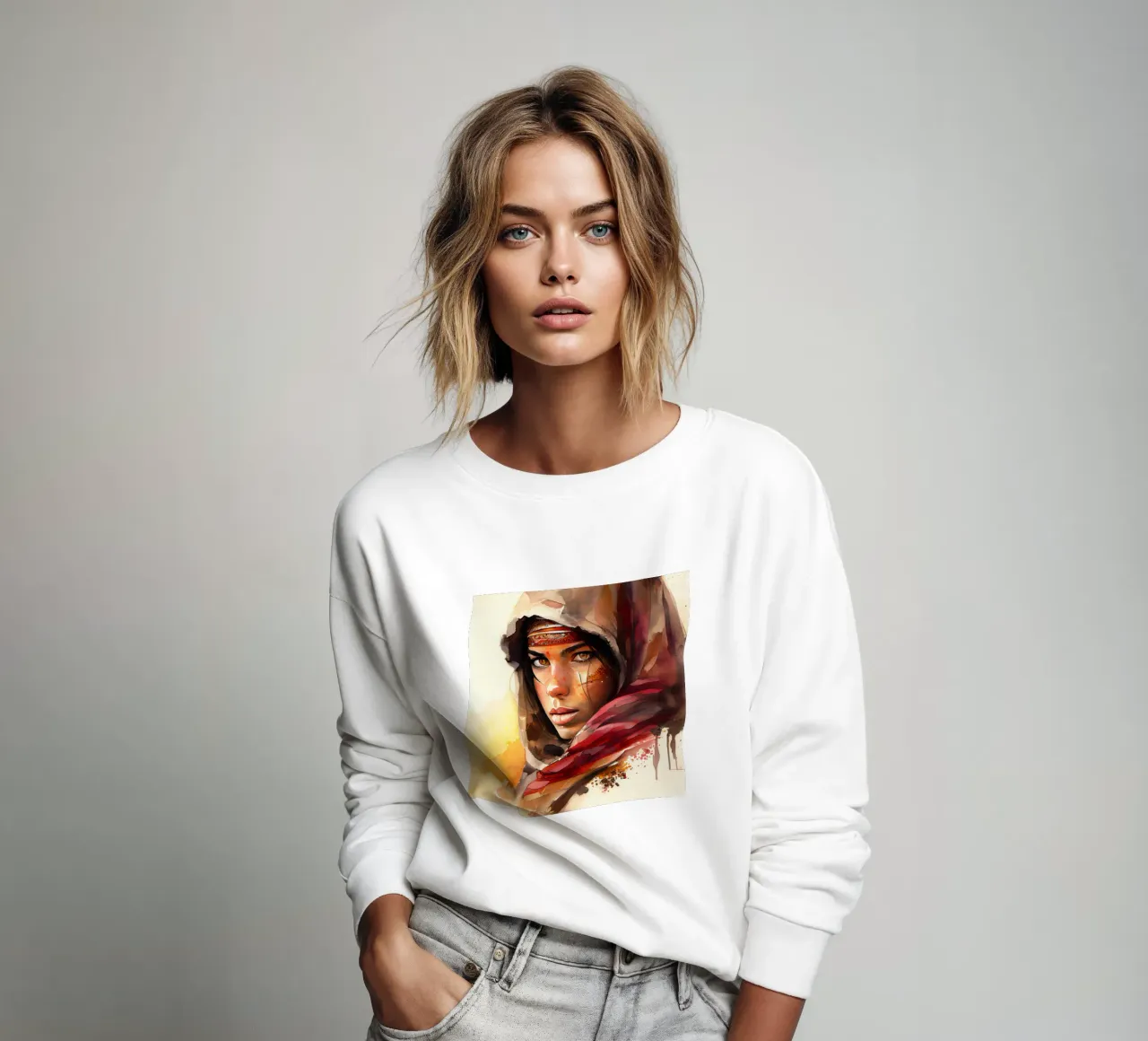 Acquerello Donna Tuareg felpa da Chromatic Fusion Studio