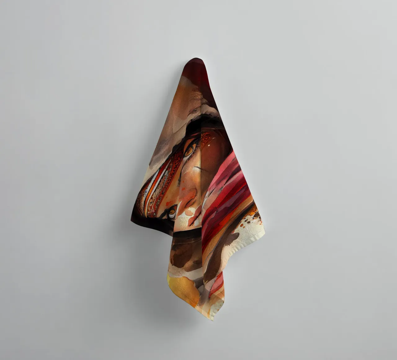 Acquerello Donna Tuareg asciugamano da bagno da Chromatic Fusion Studio