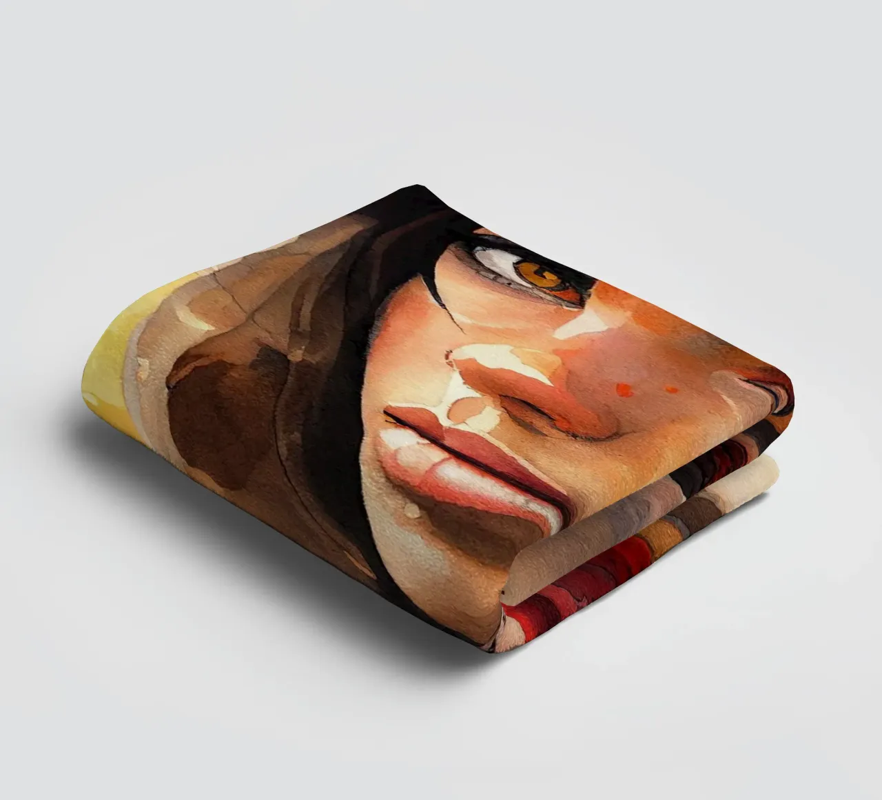 Acquerello Donna Tuareg asciugamano da bagno da Chromatic Fusion Studio
