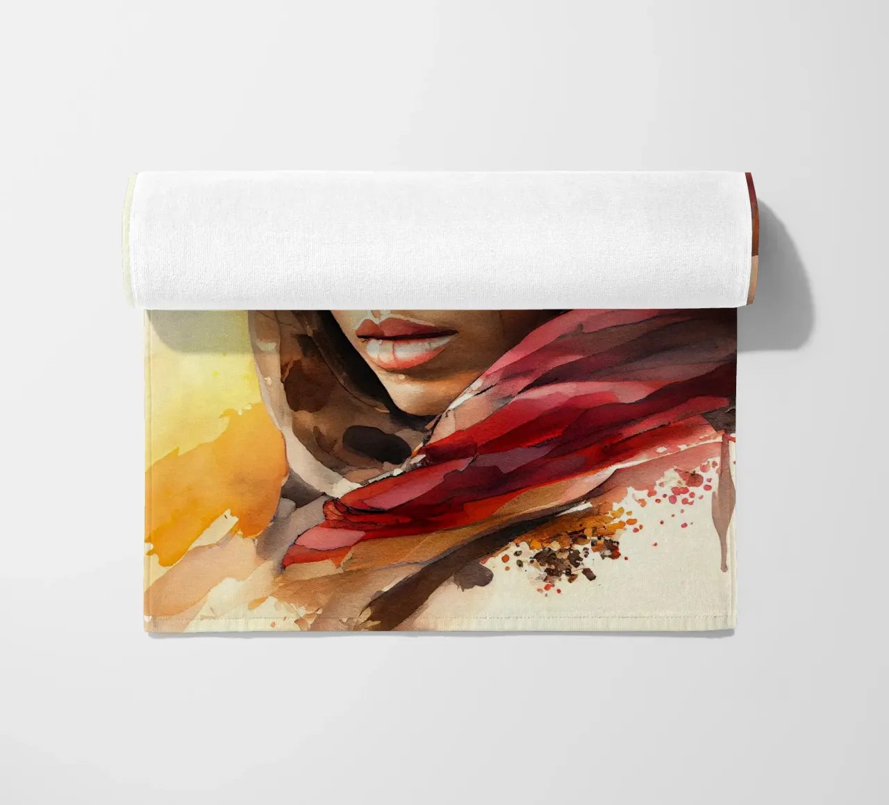 Acquerello Donna Tuareg telo mare da Chromatic Fusion Studio