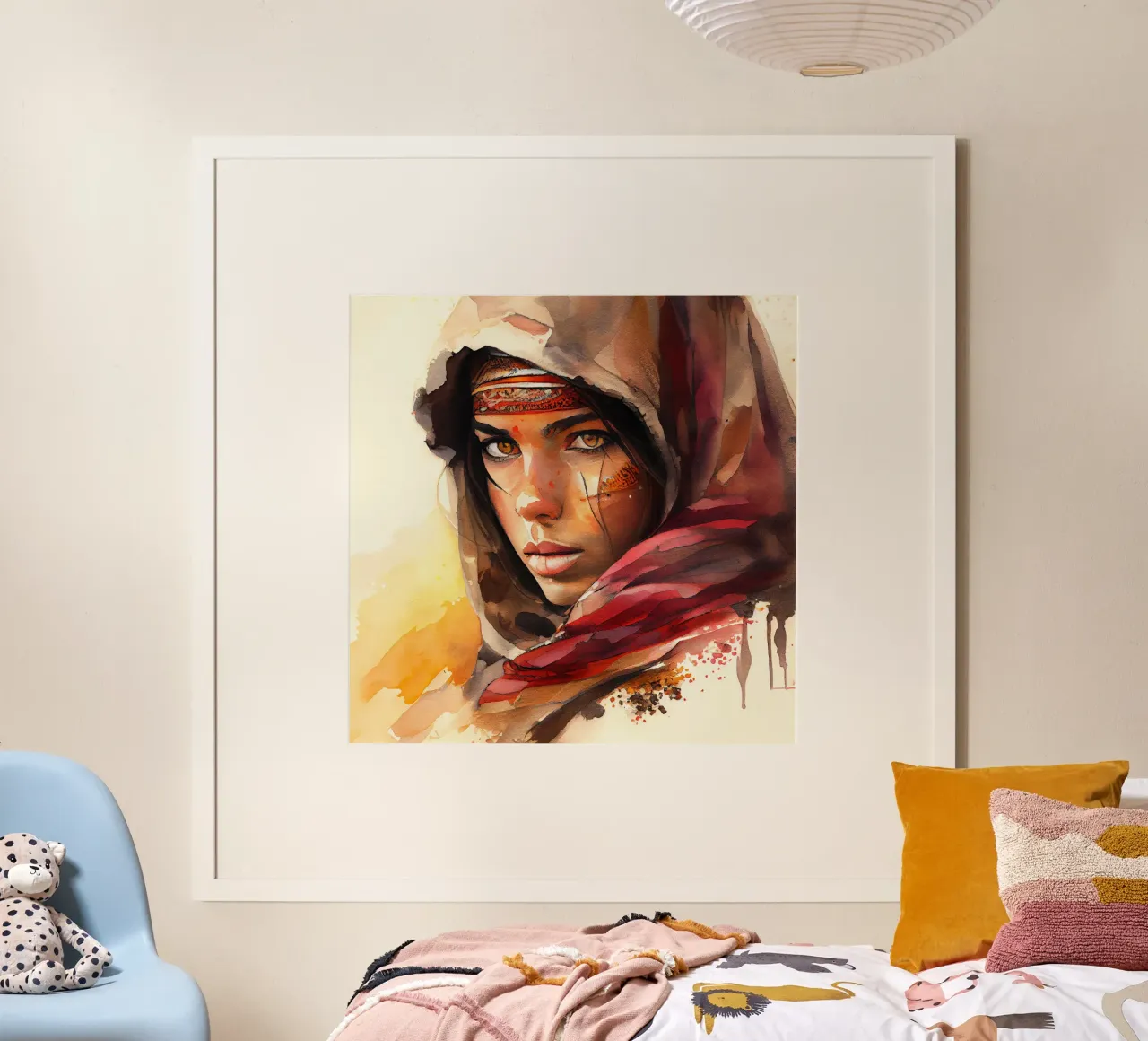 Acquerello Donna Tuareg poster da Chromatic Fusion Studio