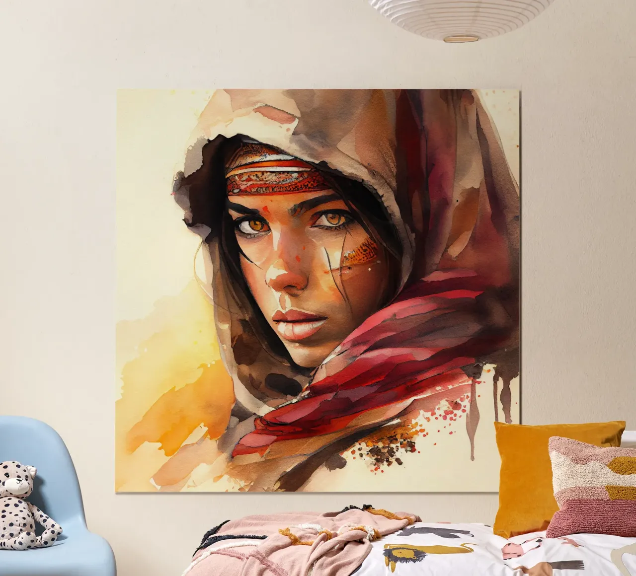 Acquerello Donna Tuareg poster da Chromatic Fusion Studio