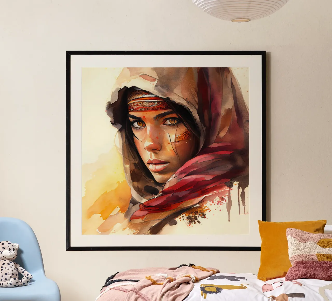 Acquerello Donna Tuareg poster da Chromatic Fusion Studio