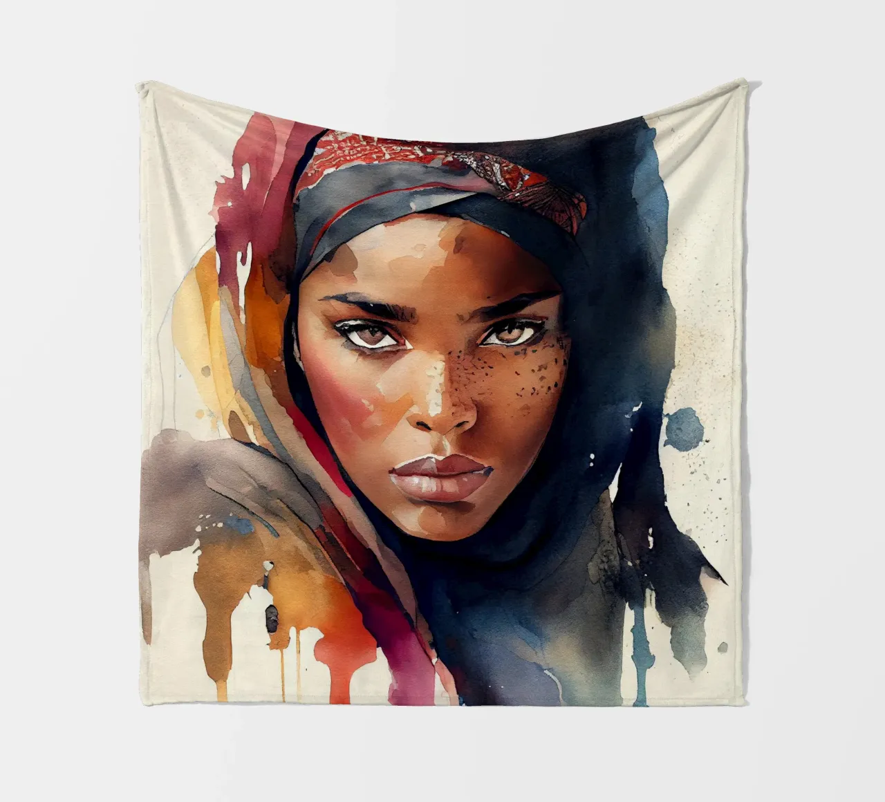 Acquerello Donna Tuareg coperta in pile da Chromatic Fusion Studio