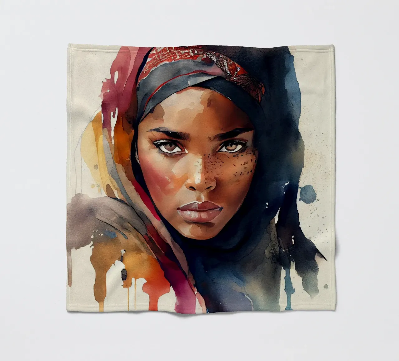 Acquerello Donna Tuareg coperta in pile da Chromatic Fusion Studio