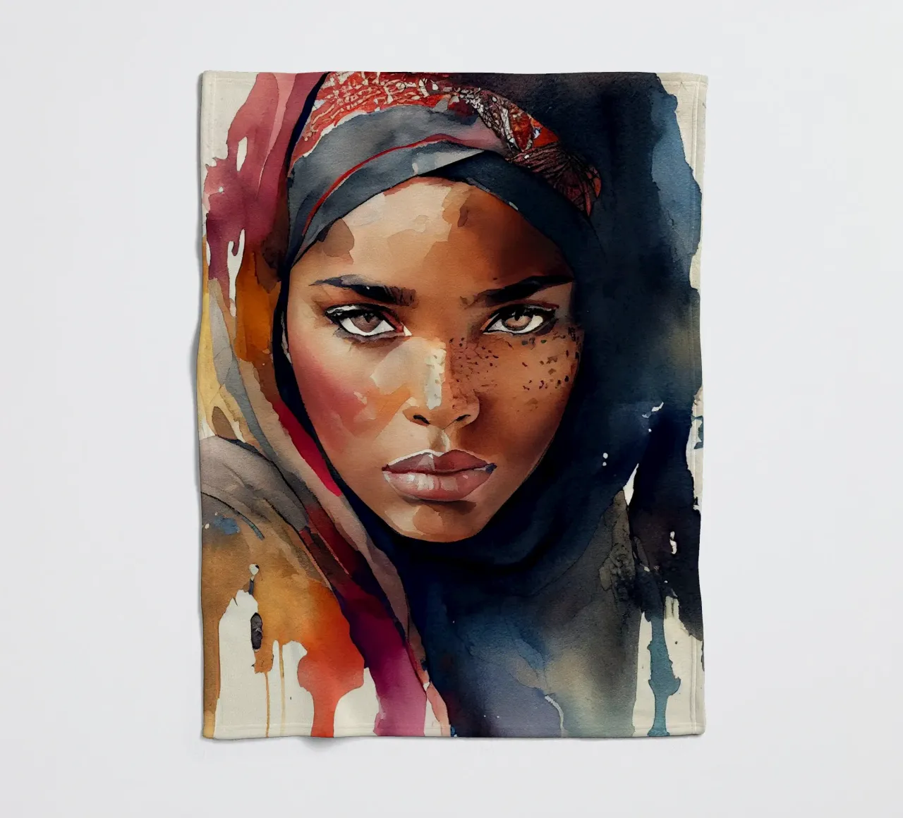 Acquerello Donna Tuareg coperta in pile da Chromatic Fusion Studio