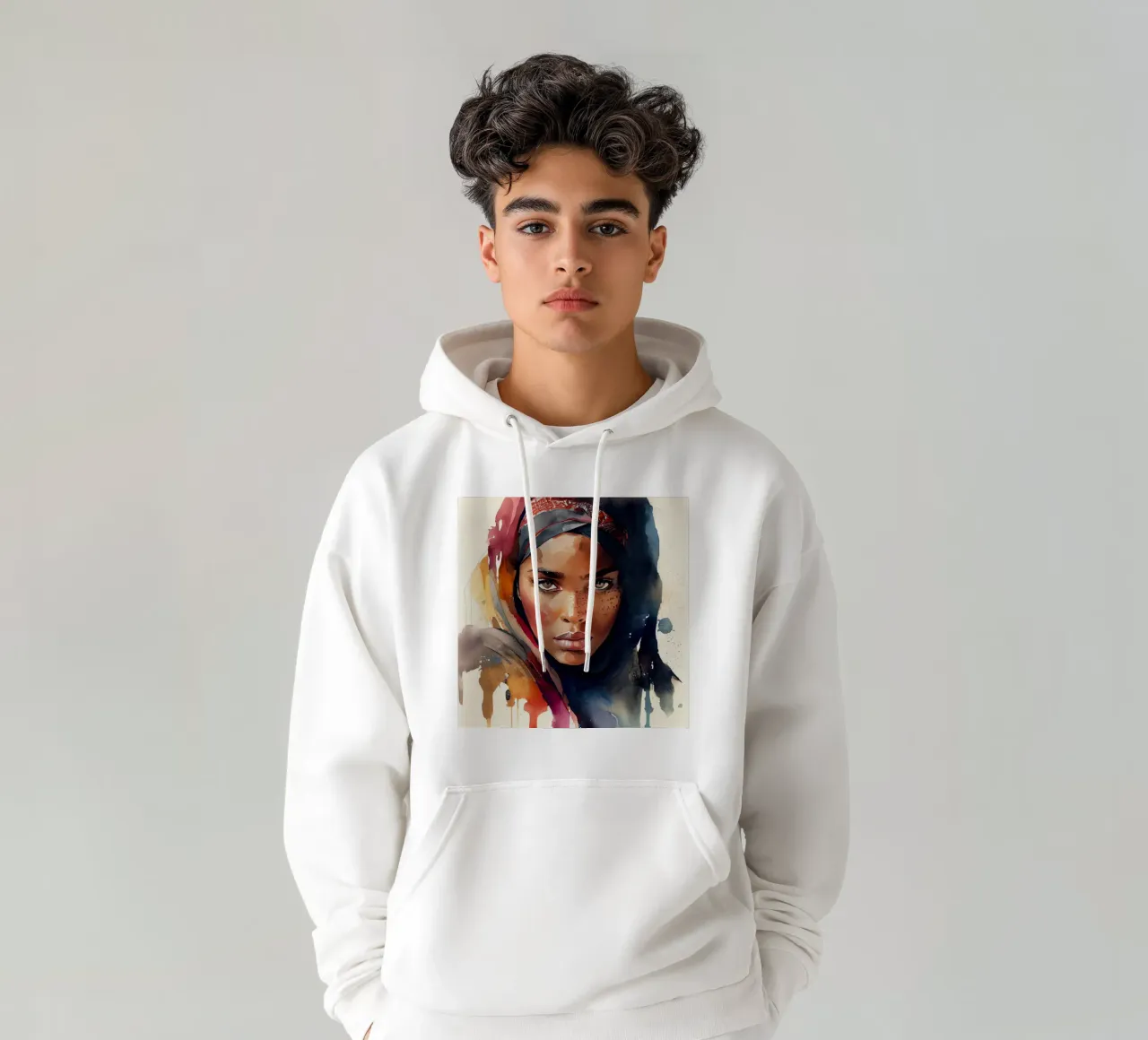 Acquerello Donna Tuareg felpa con cappuccio da Chromatic Fusion Studio