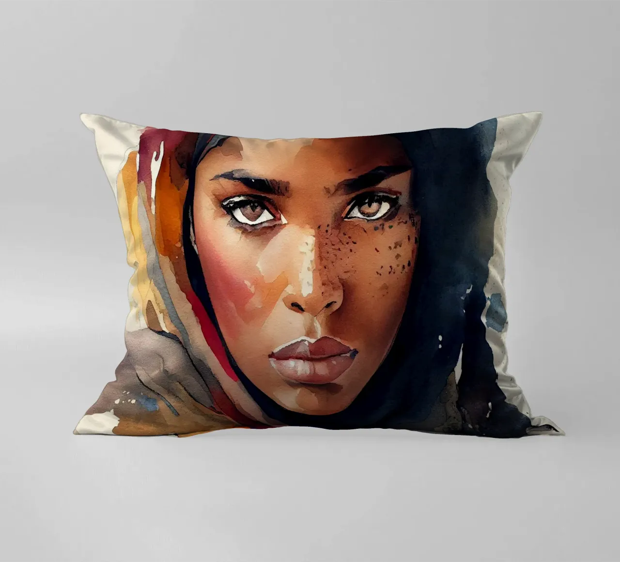Acquerello Donna Tuareg cuscino da Chromatic Fusion Studio