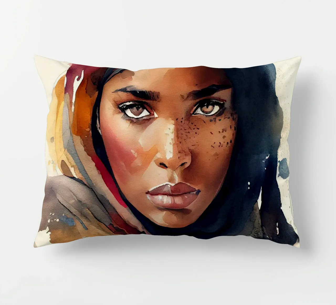 Acquerello Donna Tuareg cuscino da Chromatic Fusion Studio