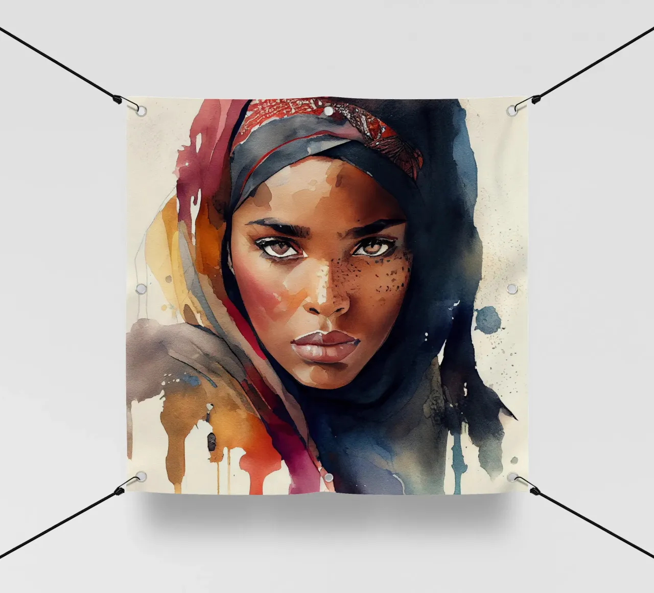 Watercolor Tuareg Woman pvc cover by Chromatic Fusion Studio