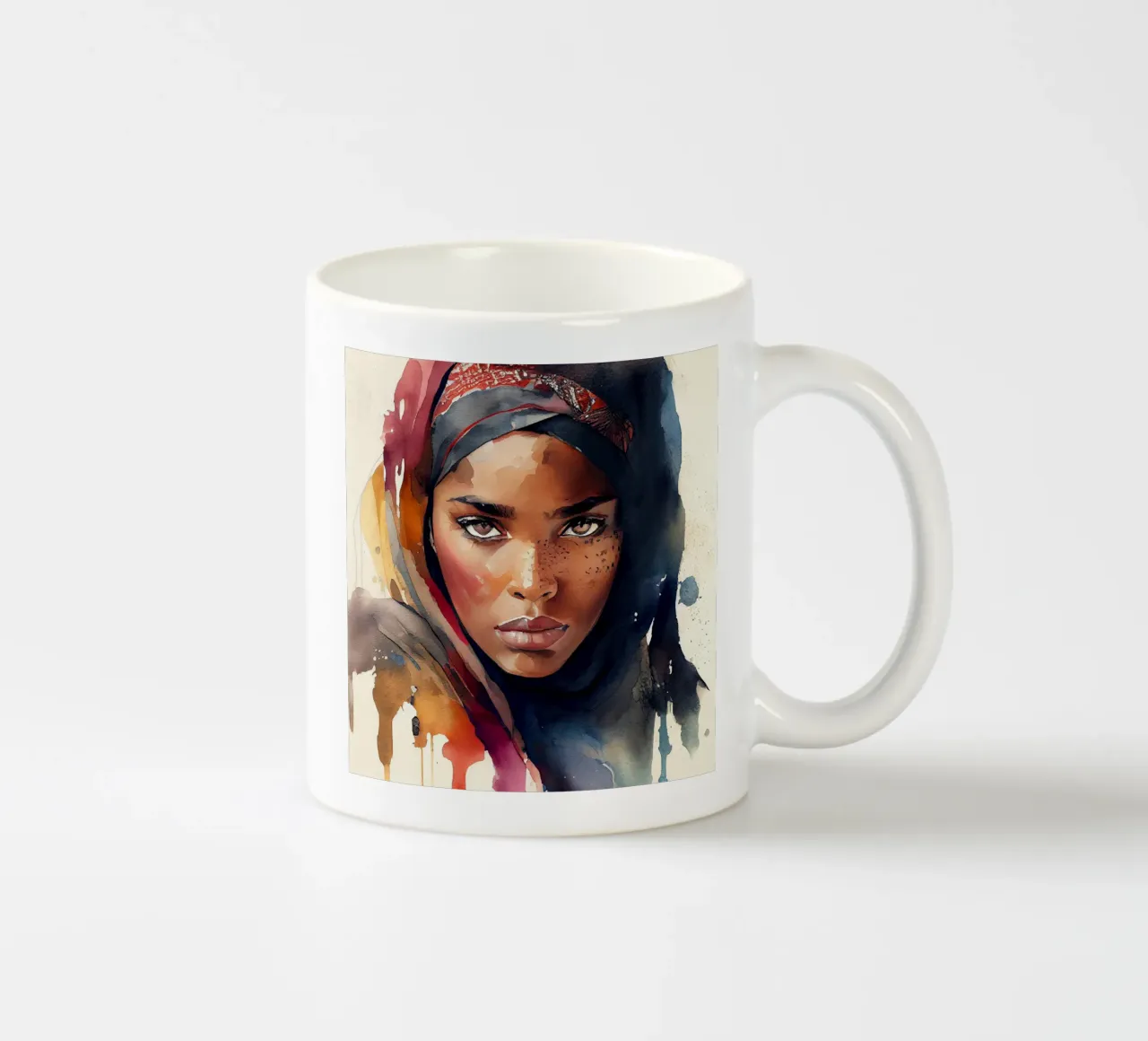 Acquerello Donna Tuareg tazza in ceramica da Chromatic Fusion Studio