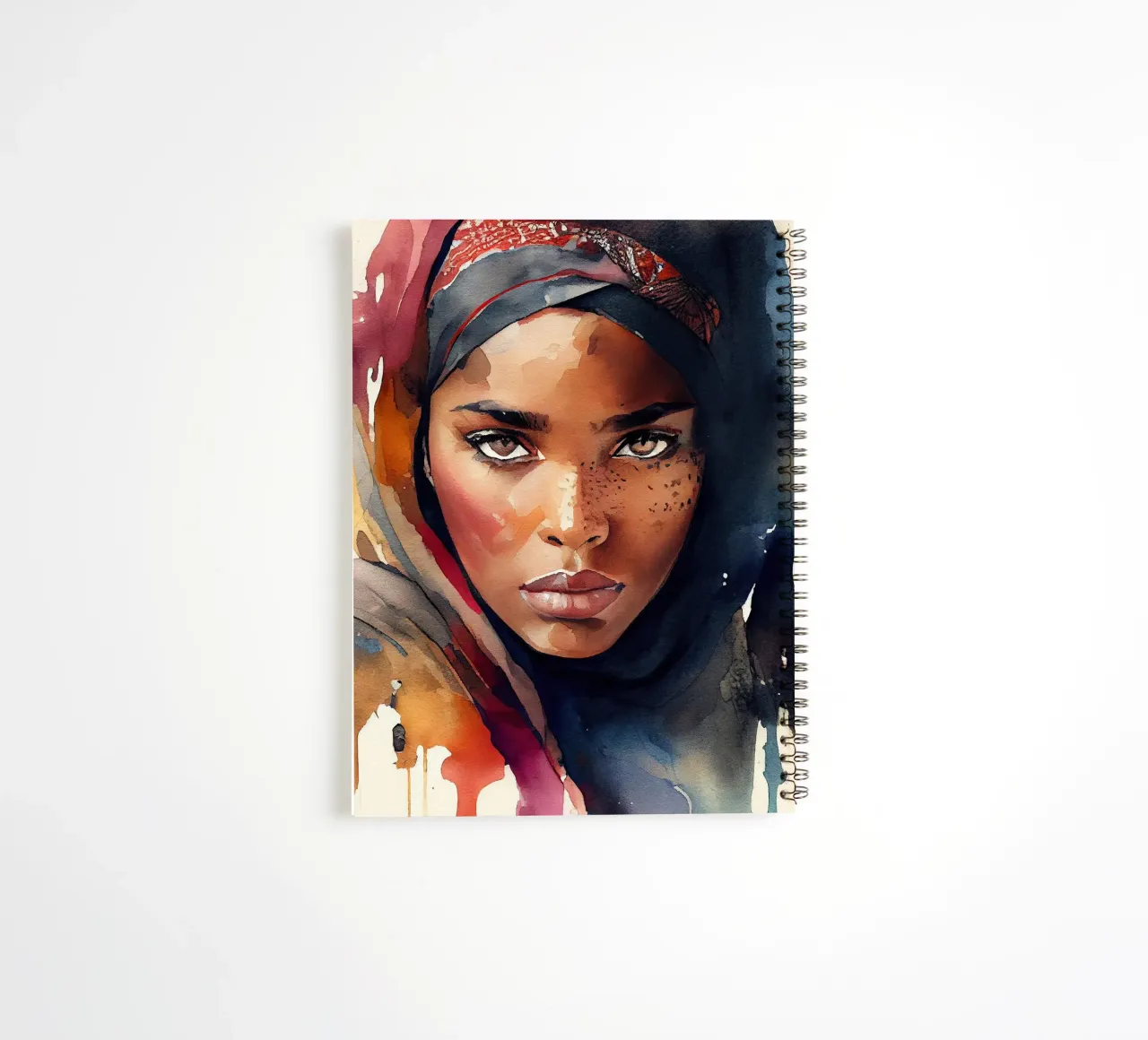 Watercolor Tuareg Woman spiral notebook by Chromatic Fusion Studio