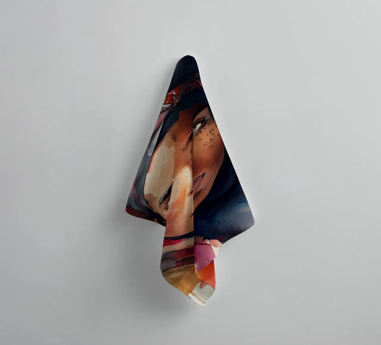 Acquerello Donna Tuareg asciugamano da bagno da Chromatic Fusion Studio