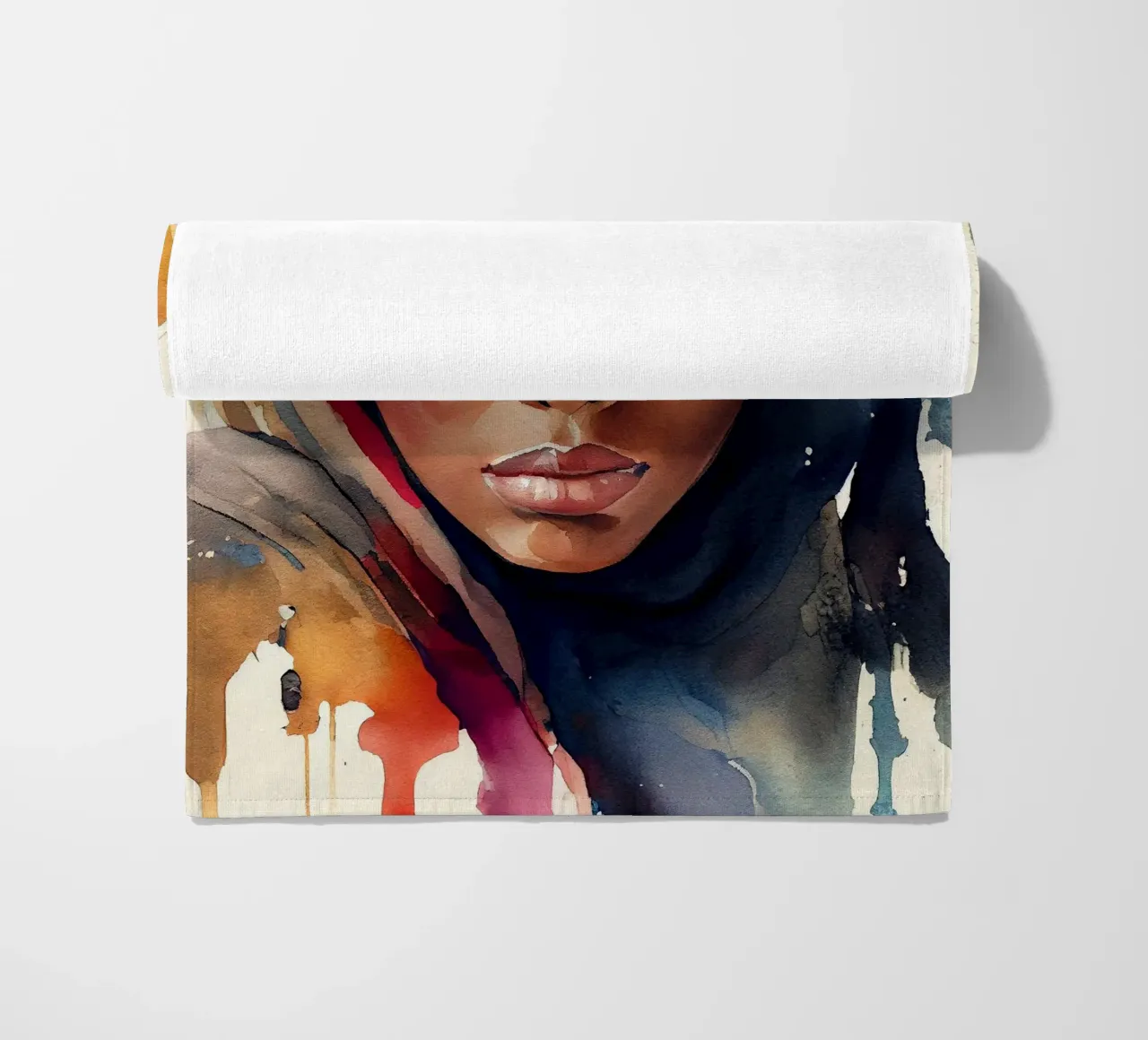 Acquerello Donna Tuareg telo mare da Chromatic Fusion Studio