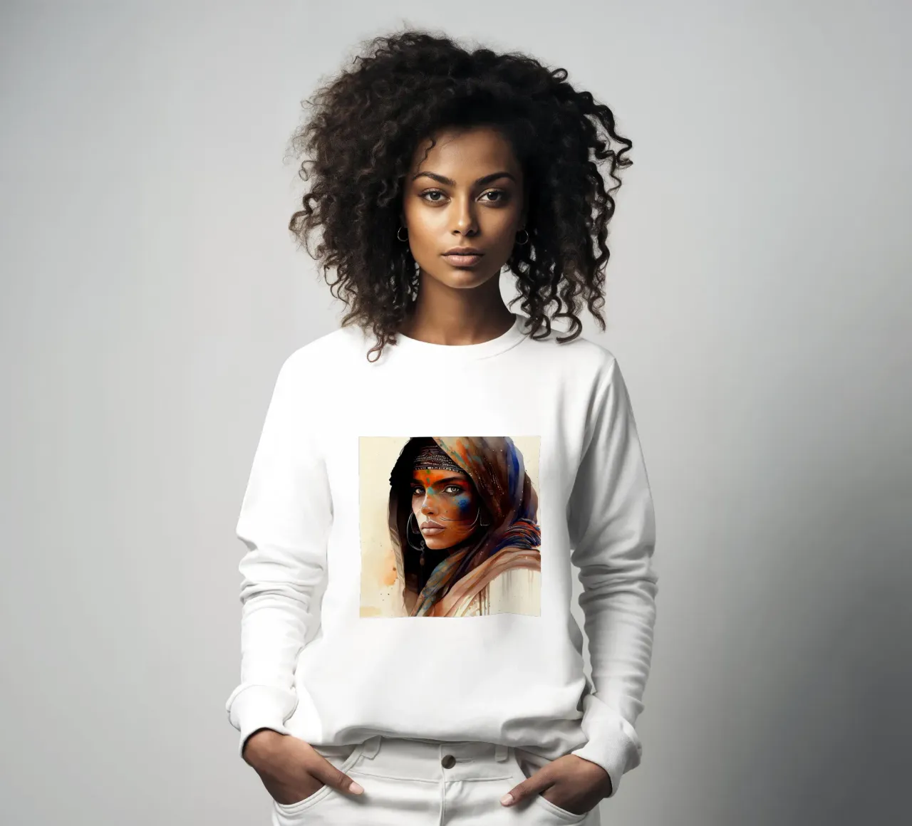 Acquerello Donna Tuareg felpa da Chromatic Fusion Studio