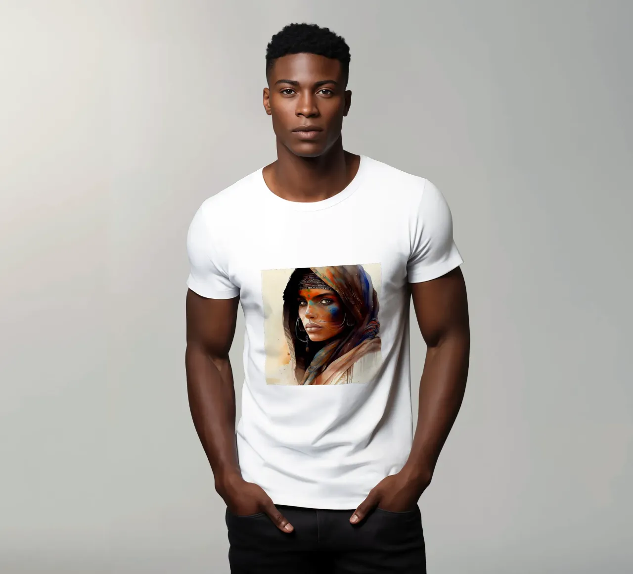 Acquerello Donna Tuareg t-shirt da Chromatic Fusion Studio