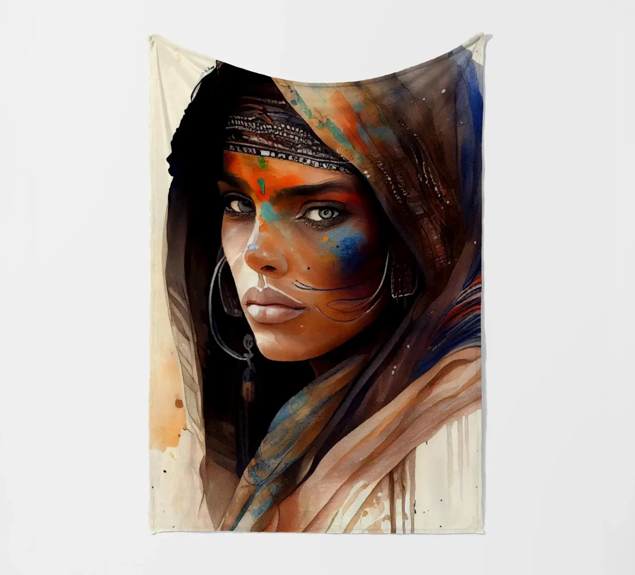 Acquerello Donna Tuareg coperta in pile da Chromatic Fusion Studio
