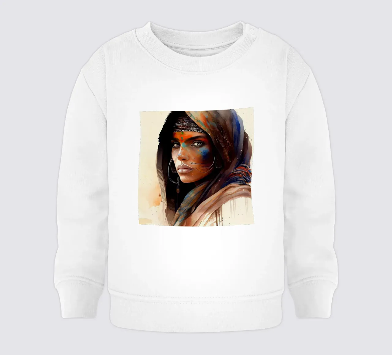 Acquerello Donna Tuareg felpa neonato da Chromatic Fusion Studio