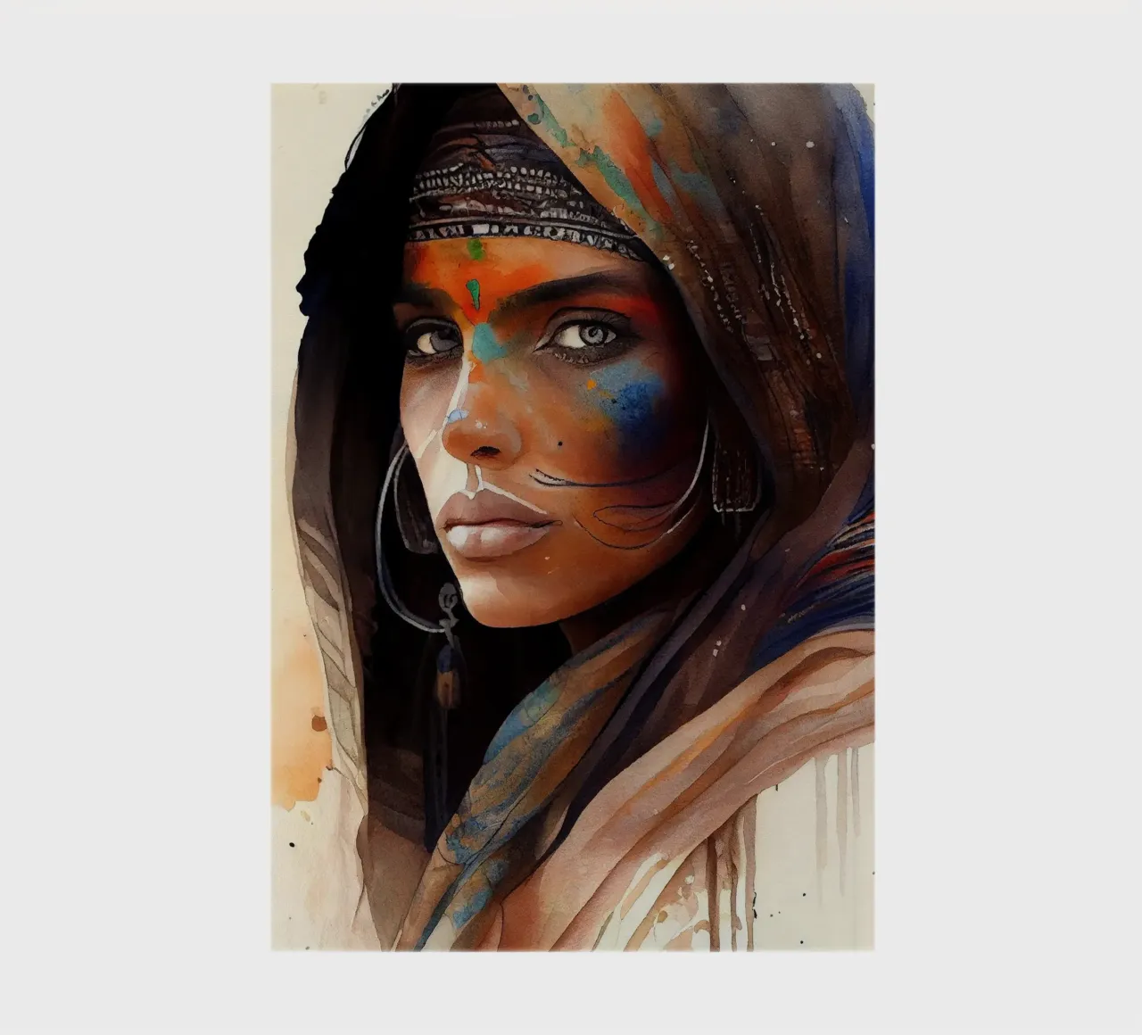 Watercolor Tuareg Woman notebook by Chromatic Fusion Studio