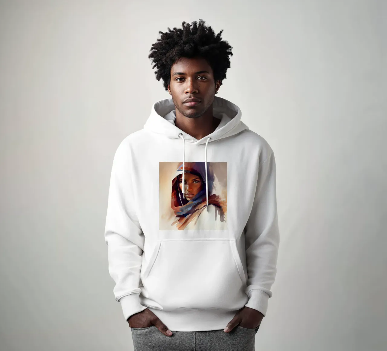 Acquerello Donna Tuareg felpa con cappuccio da Chromatic Fusion Studio