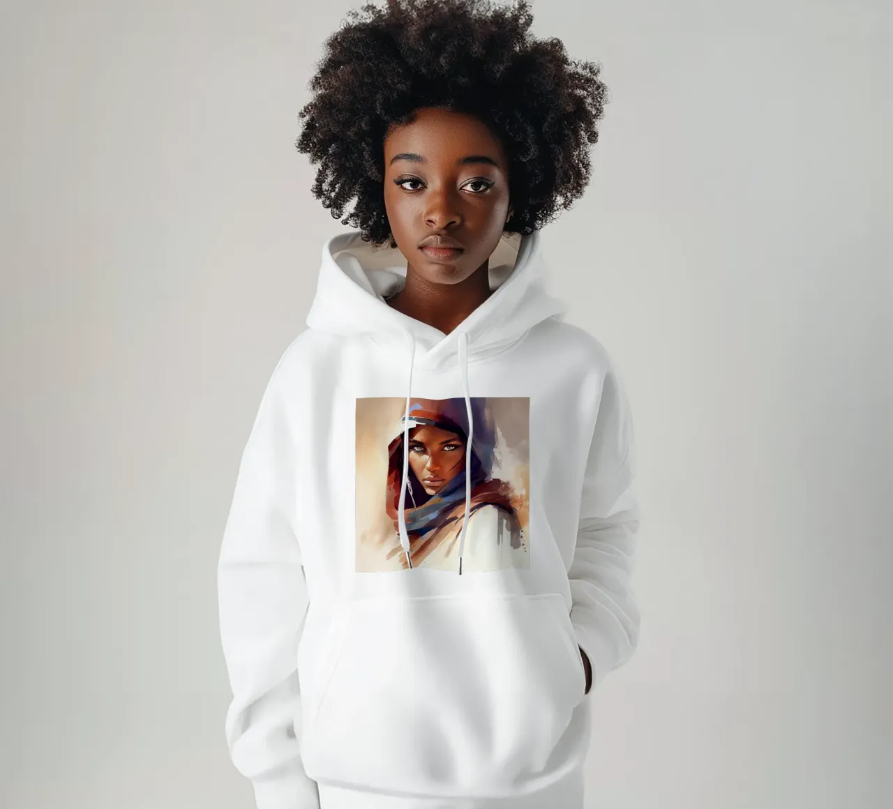 Acquerello Donna Tuareg felpa con cappuccio da Chromatic Fusion Studio