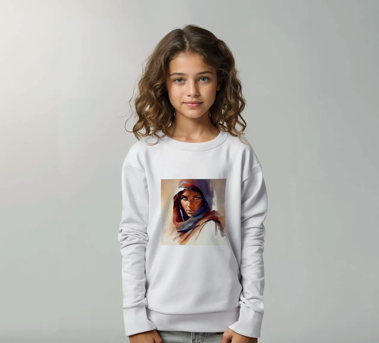 Acquerello Donna Tuareg felpa bambino da Chromatic Fusion Studio