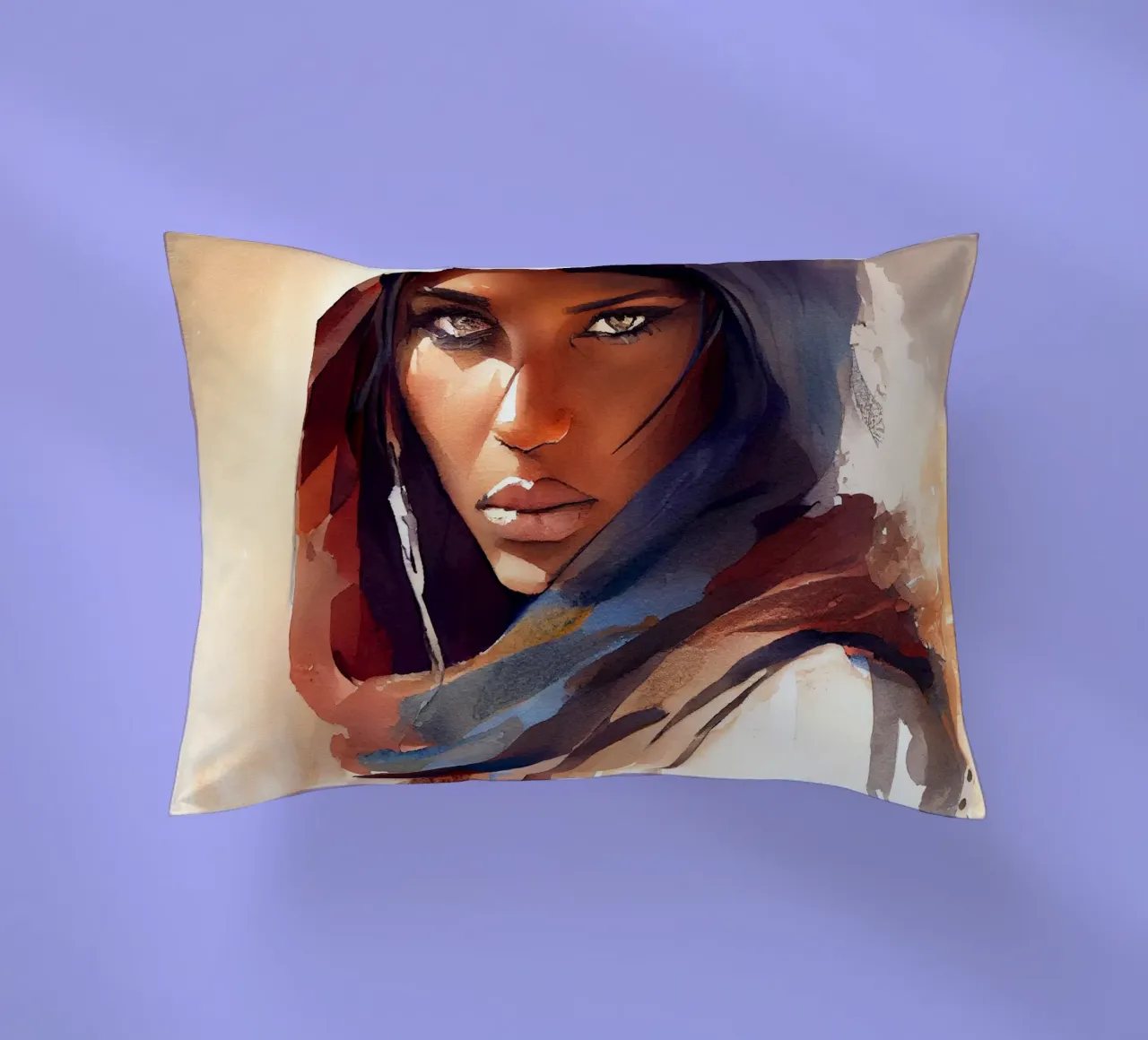 Acquerello Donna Tuareg cuscino da Chromatic Fusion Studio