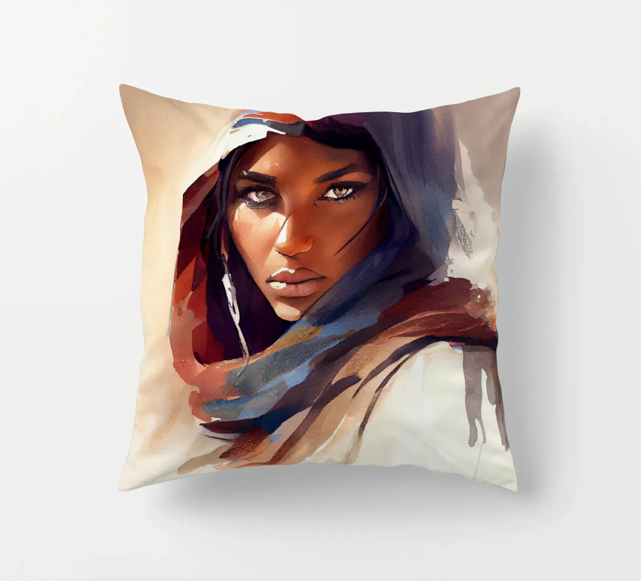 Acquerello Donna Tuareg cuscino da Chromatic Fusion Studio
