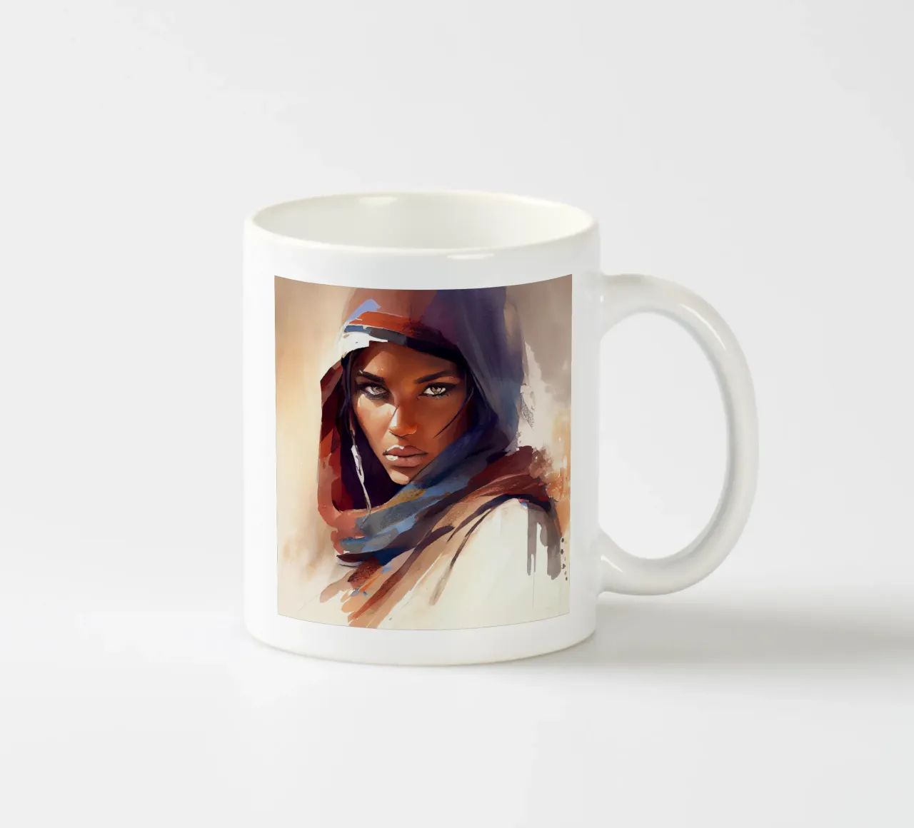 Acquerello Donna Tuareg tazza in ceramica da Chromatic Fusion Studio