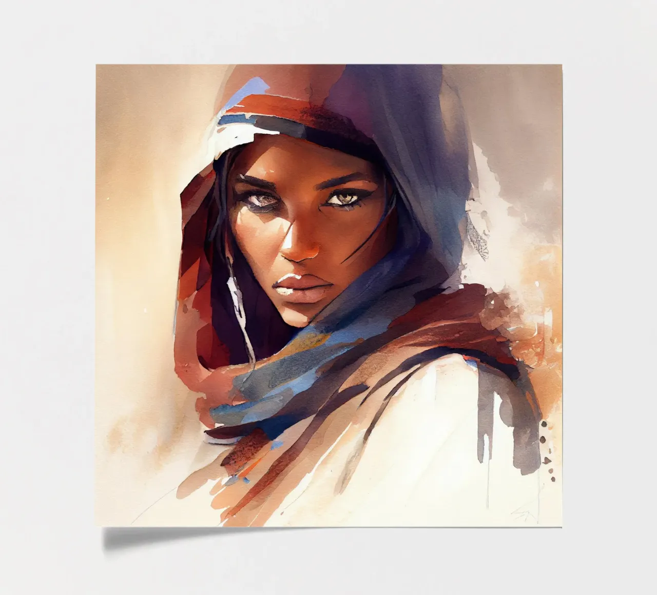 Watercolor Tuareg Woman sticker sheet by Chromatic Fusion Studio