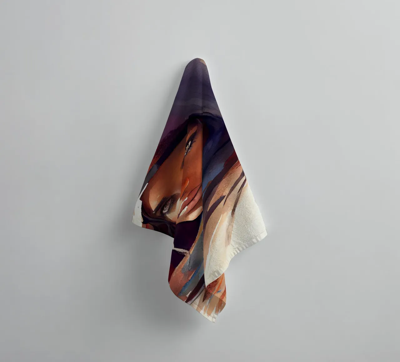Acquerello Donna Tuareg asciugamano da bagno da Chromatic Fusion Studio