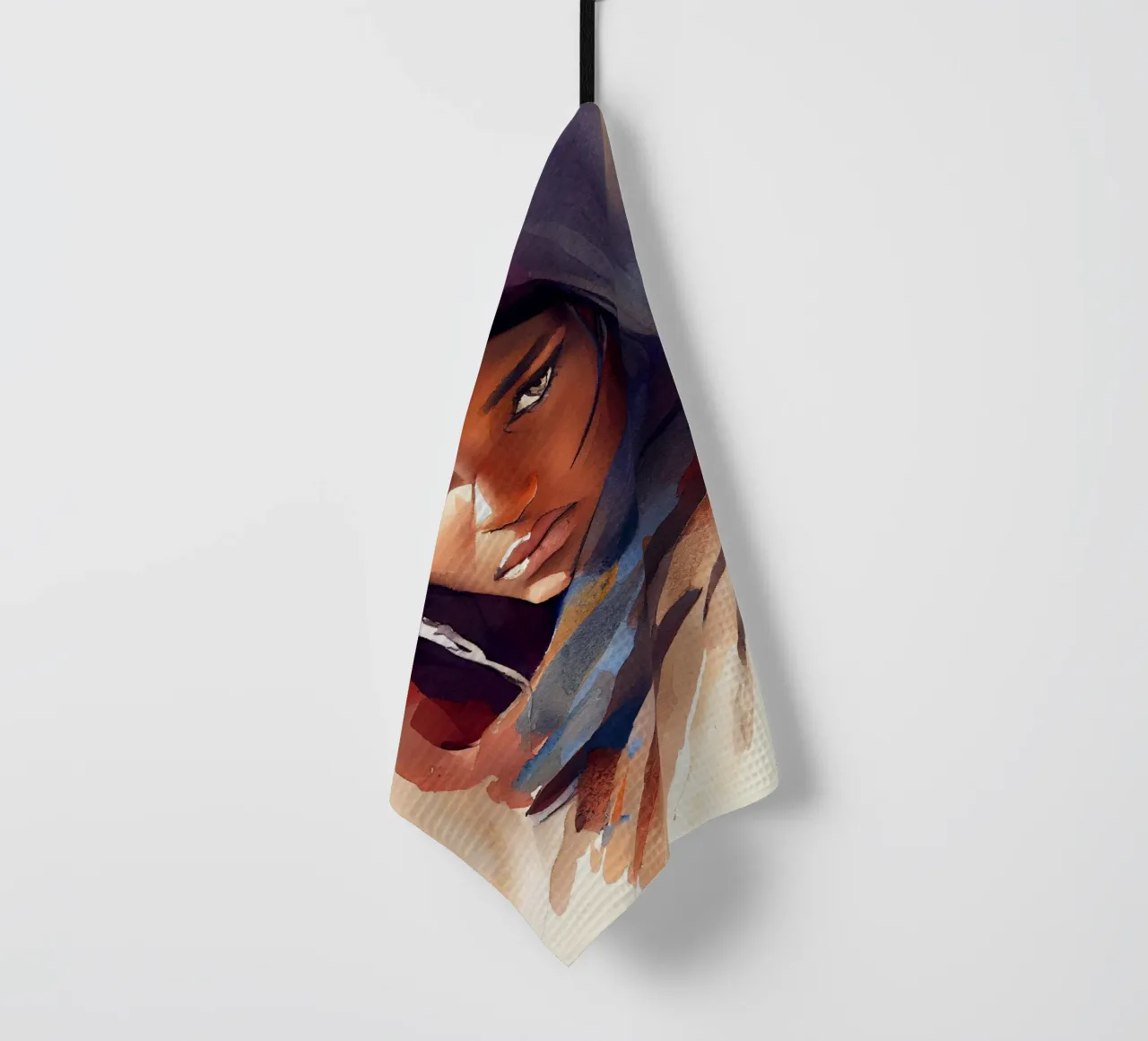 Acquerello Donna Tuareg canovaccio da cucina da Chromatic Fusion Studio