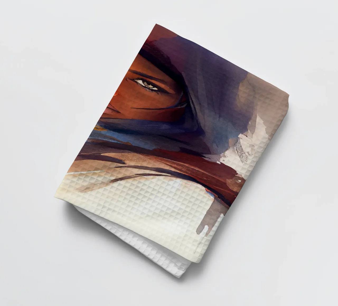 Acquerello Donna Tuareg canovaccio da cucina da Chromatic Fusion Studio
