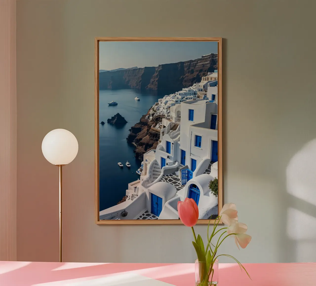 Breathtaking Views of Santorini's Azure Waters alluminio dibond da AlbertKlee