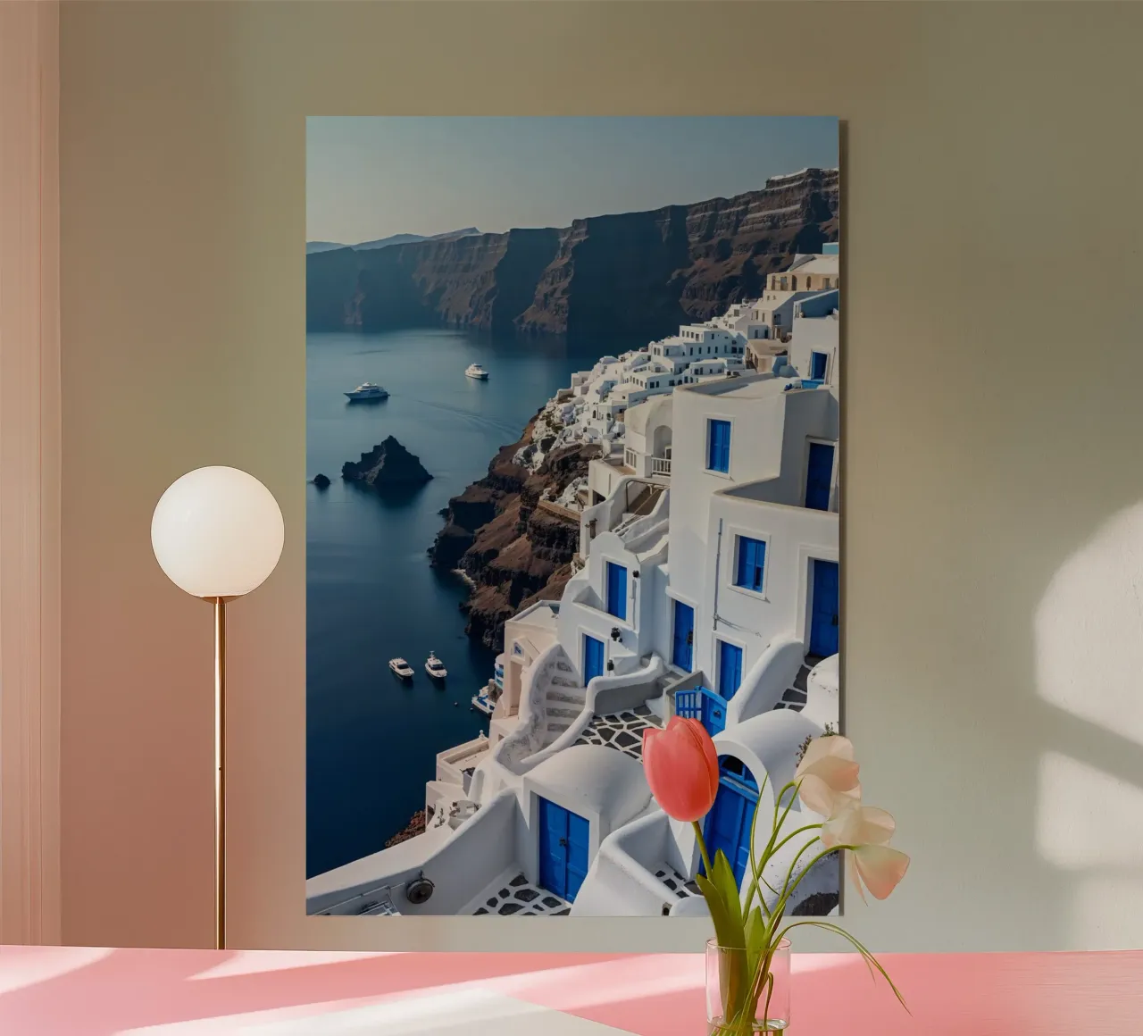 Breathtaking Views of Santorini's Azure Waters alluminio dibond da AlbertKlee