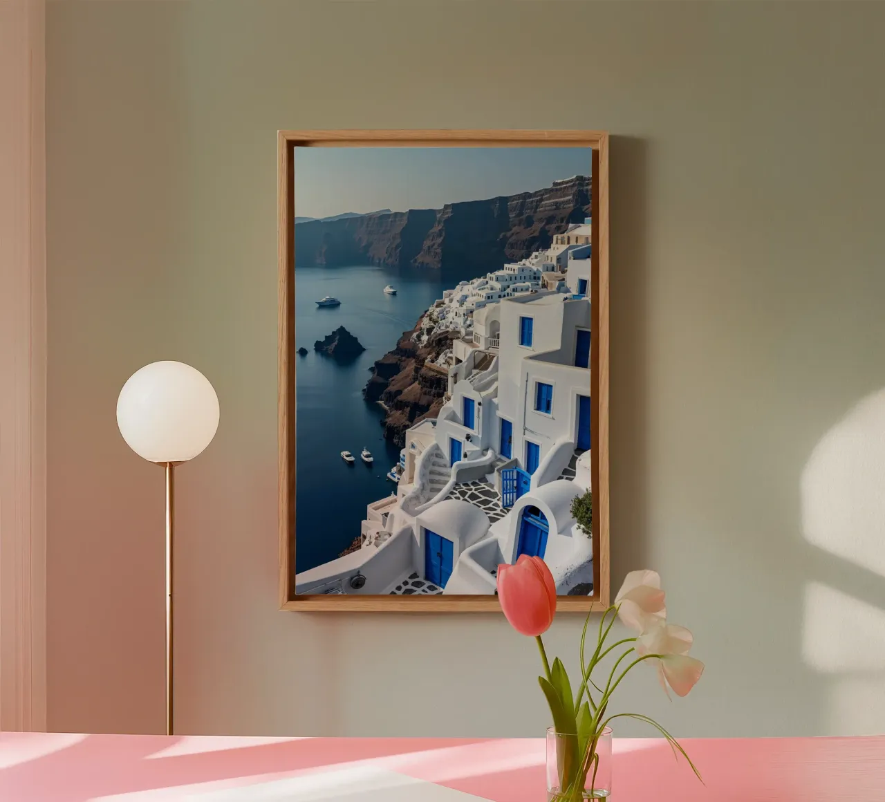 Breathtaking Views of Santorini's Azure Waters tela da AlbertKlee