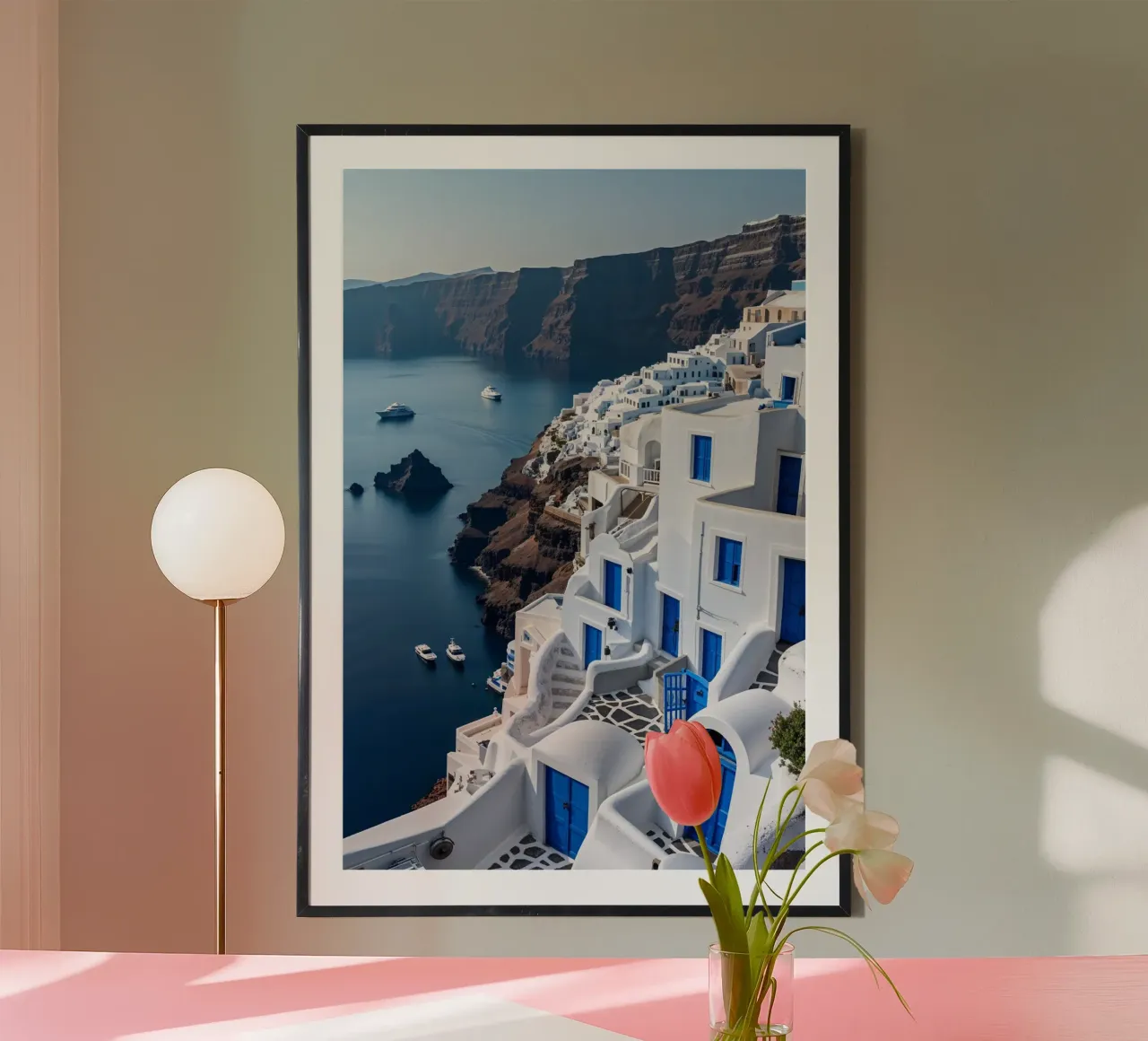 Breathtaking Views of Santorini's Azure Waters carta hahnemühle da AlbertKlee