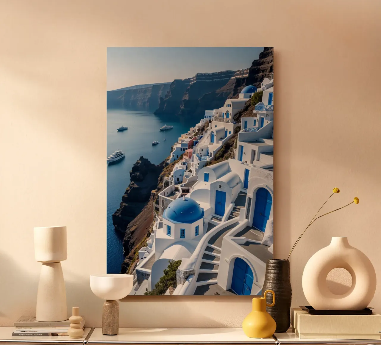 Santorini's Stunning Cliffside Getaway alluminio dibond da AlbertKlee