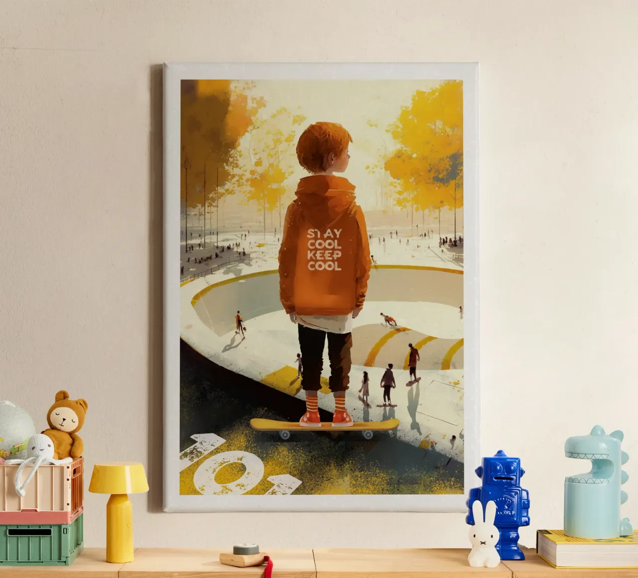 Skater Boy canvas with Floater frame by lazydaypaper