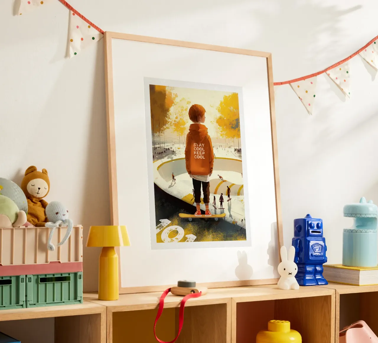 Skater Boy poster con telaio in alluminio da lazydaypaper