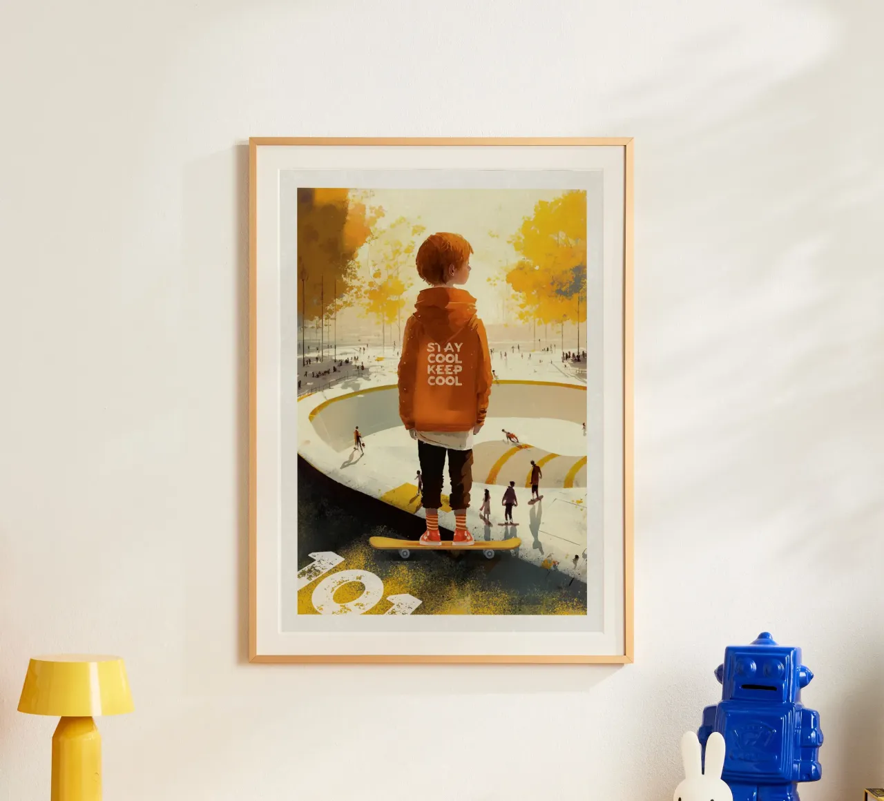 Skater Boy poster con telaio in alluminio da lazydaypaper