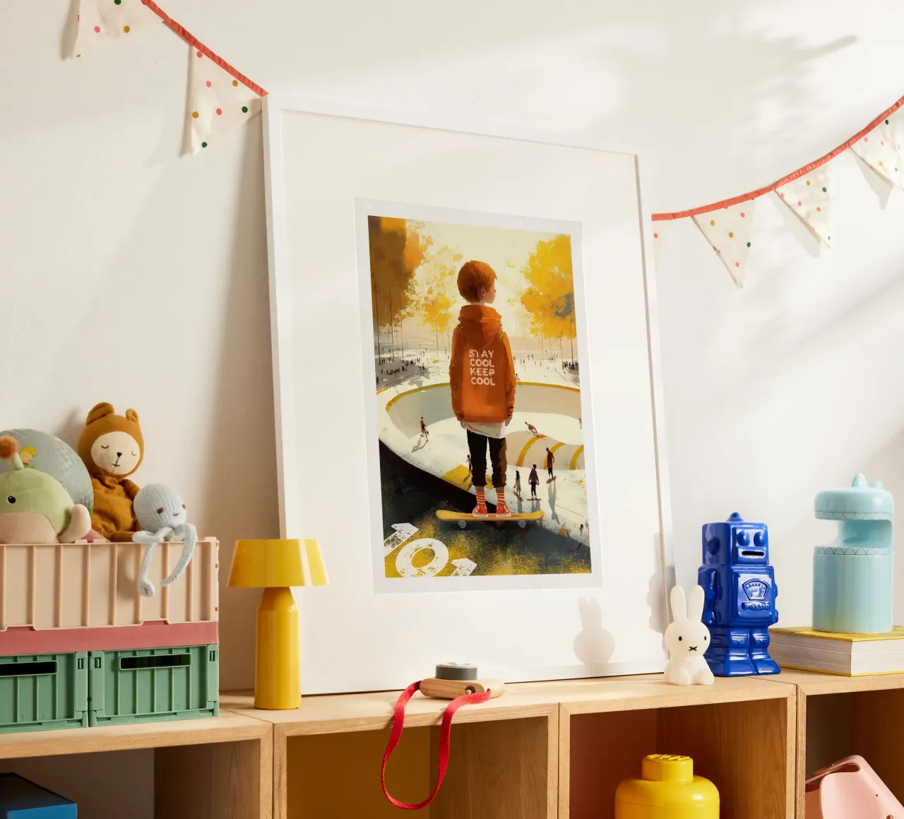 Skater Boy poster con telaio in alluminio da lazydaypaper