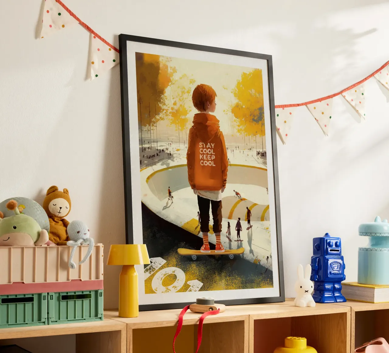 Skater Boy poster con telaio in alluminio da lazydaypaper