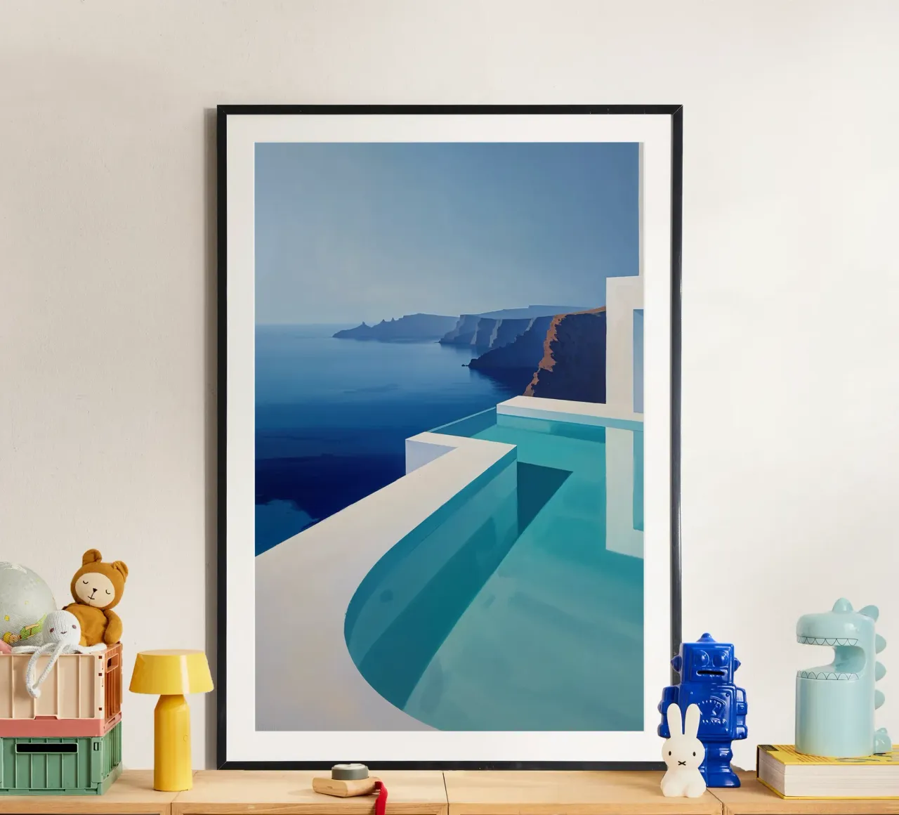 Infinity pool merging with horizon poster con telaio in legno da AlbertKlee