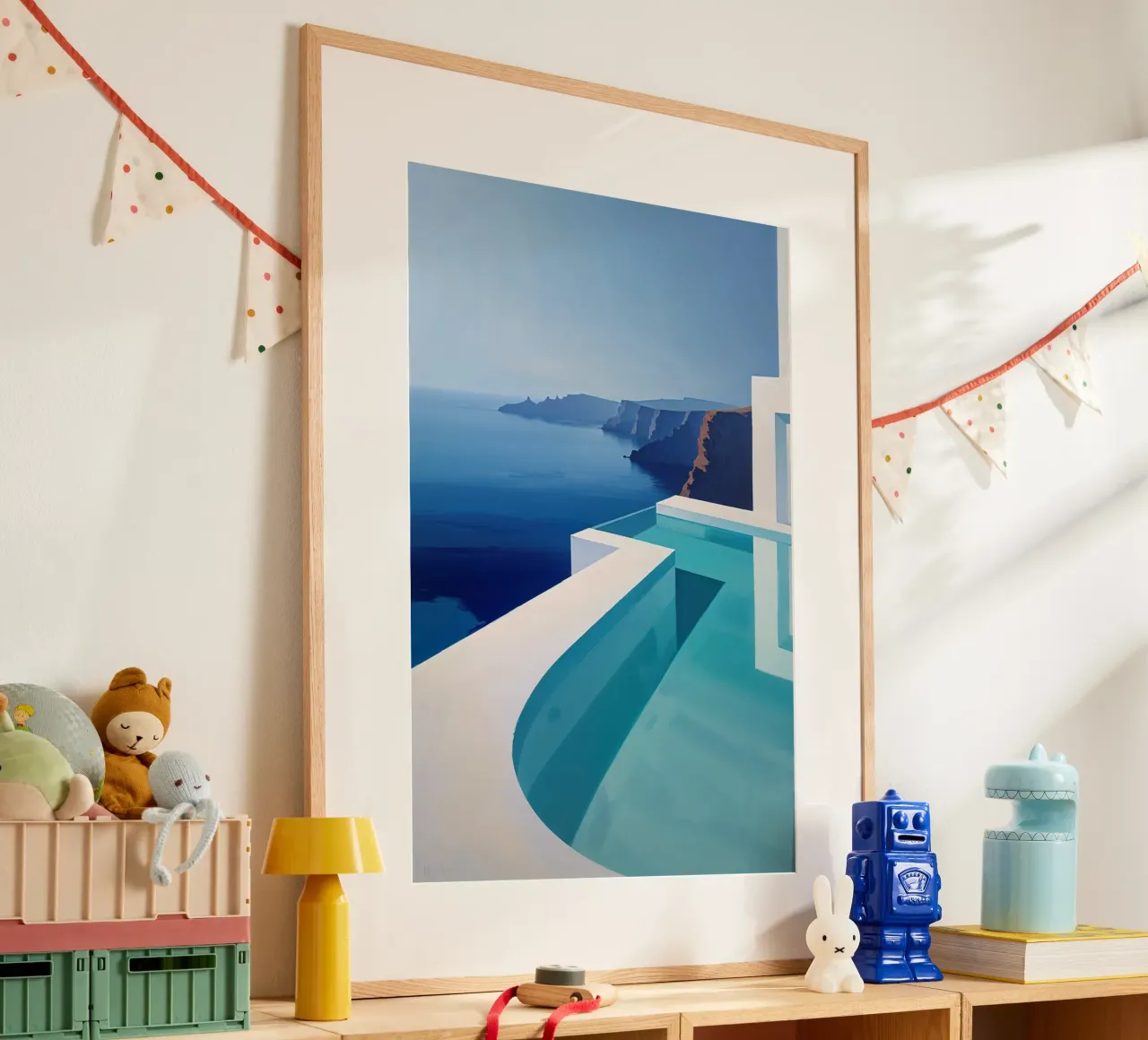 Infinity pool merging with horizon poster con telaio in legno da AlbertKlee