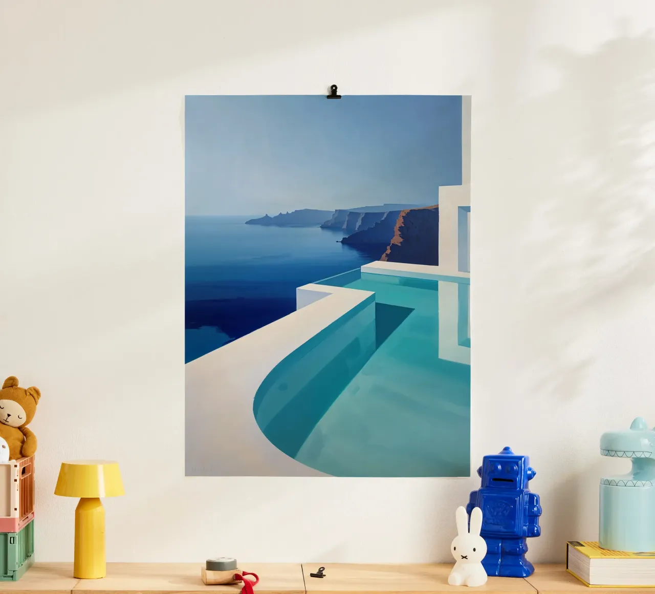 Infinity pool merging with horizon poster con telaio in legno da AlbertKlee