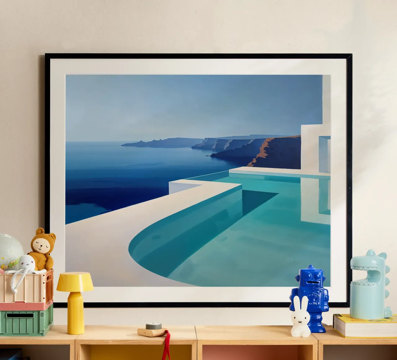 Infinity pool merging with horizon poster con telaio in legno da AlbertKlee