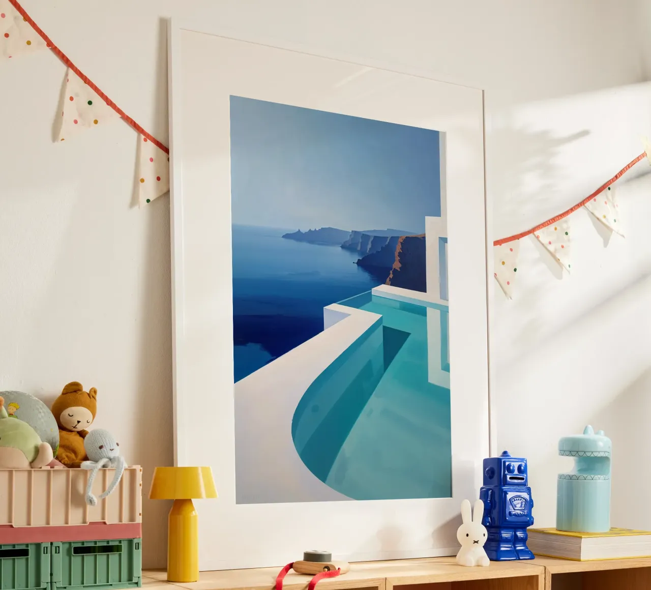 Infinity pool merging with horizon poster con telaio in legno da AlbertKlee
